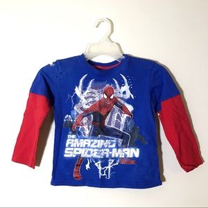 The amazing Spider-Man 2 small 4 Red white blue layered short sleeve long sleeve